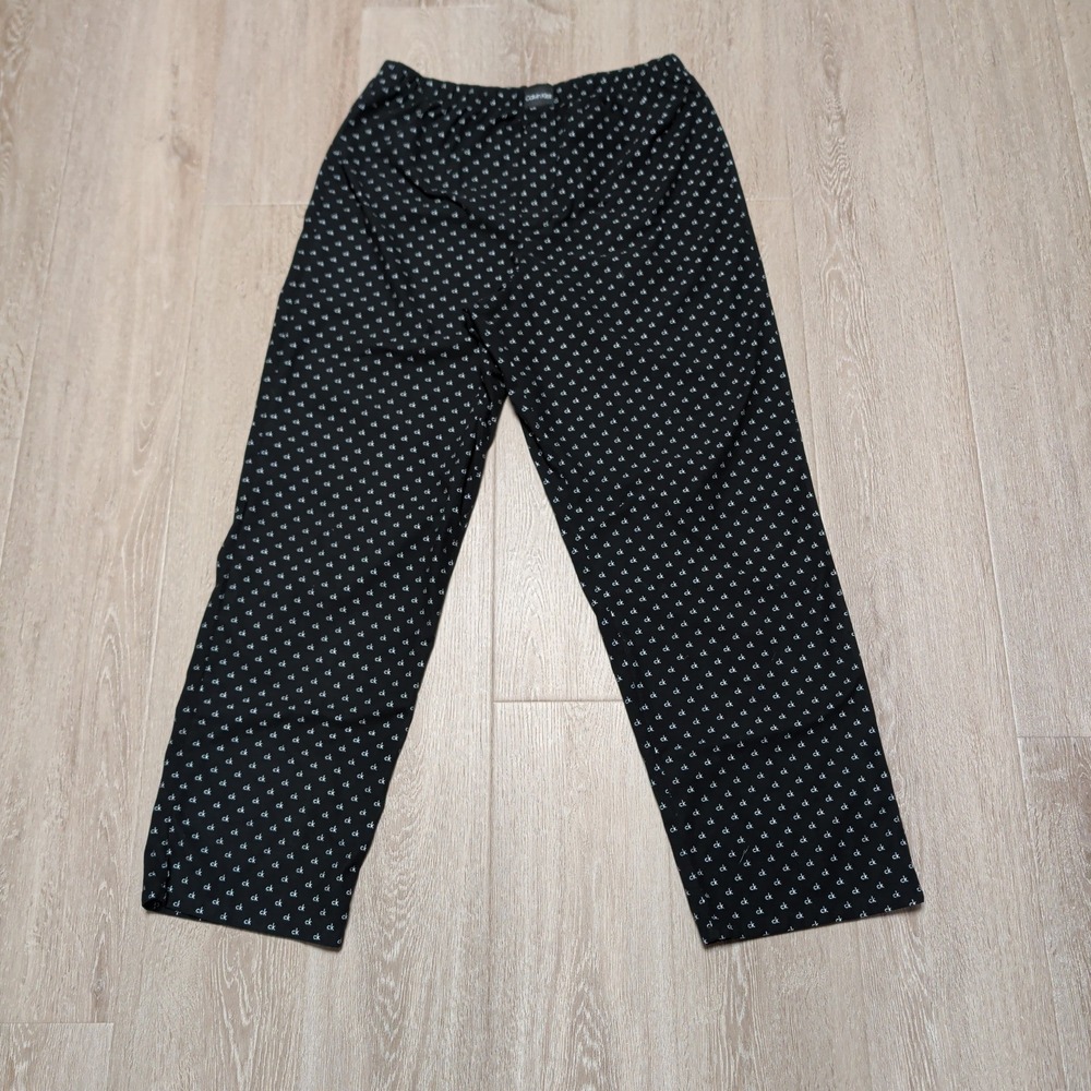 Calvin Klein Pajama Pants Mens Large Black Logo Print Sleepwear Loungewear Soft